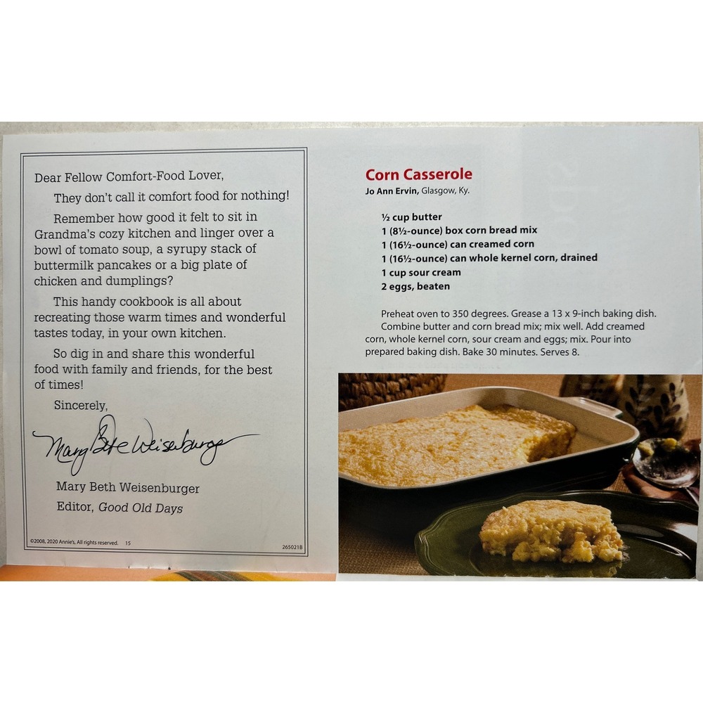 Grandmas's Favorite Comfort Foods Get Cozy! Get Cookin! - 2008, 2020 PB Cookbook - Picture 2 of 3